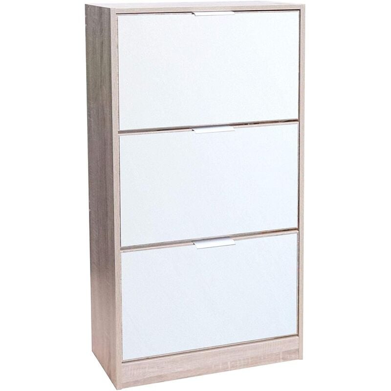 Urban Living - Range Chaussures 3 Tiroirs Miroir Blanc Five