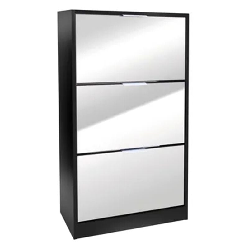 Urban Living - Range Chaussures 3 Tiroirs Miroir Noir Five