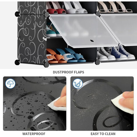 Meuble Chaussure, Rangement Chaussure avec 16 Compartiments, Boîte Empilable en Plastique