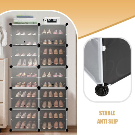 Meuble Chaussure, Rangement Chaussure avec 20 Compartiments, Boîte Empilable en Plastique