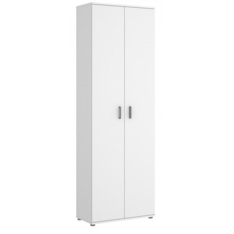Meuble à chaussures 190 cm blanc mat avec deux portes et six étagères - New York