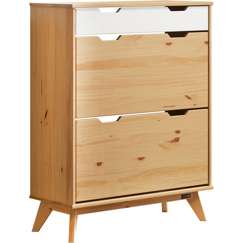 Meuble à chaussures 2 abattants Borneo style scandinave Armoire à chaussures 101 x 33 x 80 cm Entrée couloir 80x101x33 cm - naturel