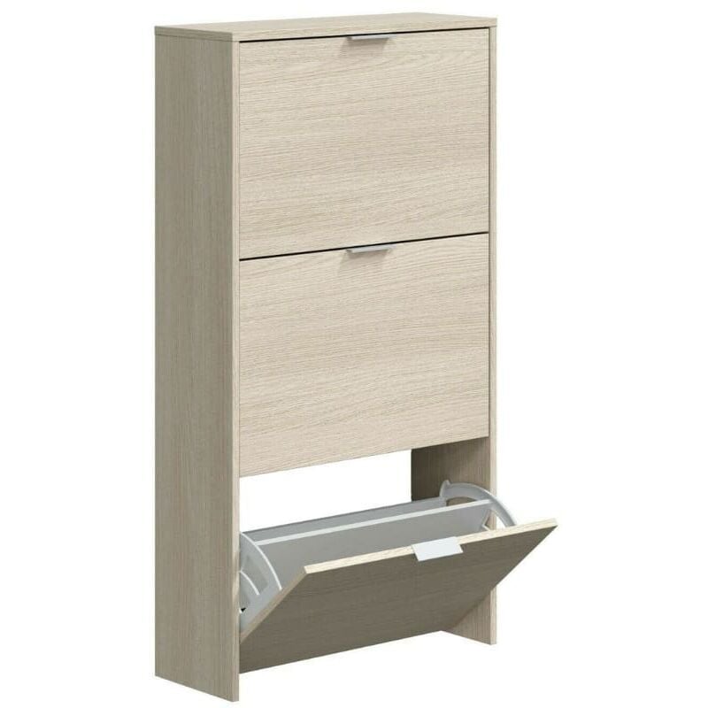 Fores - Porte-chaussures 3 étagères 113x60cm Chêne clair