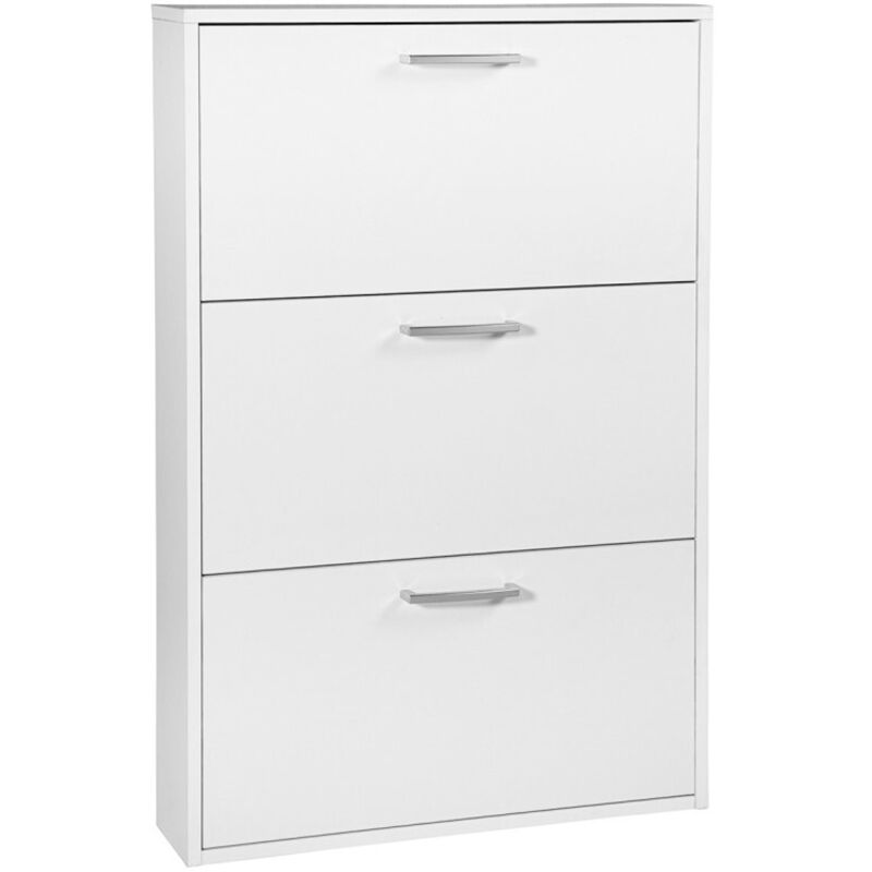 Meuble à chaussures décor blanc 3 tiroirs 9 paires H.100 cm - tidy