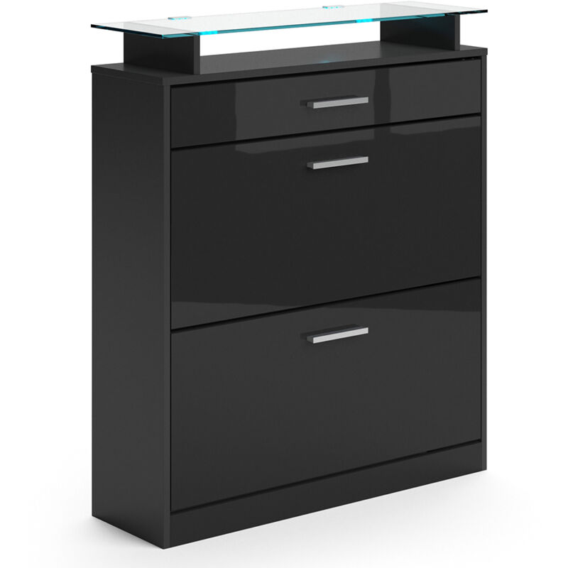 Meuble à chaussure Alex, Noir, 89x104cm, Vicco