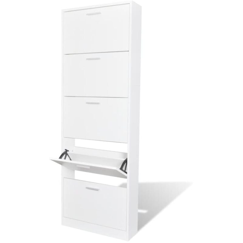 Maison Chic - Meuble à Chaussures Armoire à chaussures Meuble d'entrée en bois avec 5 compartiments Blanc 32331