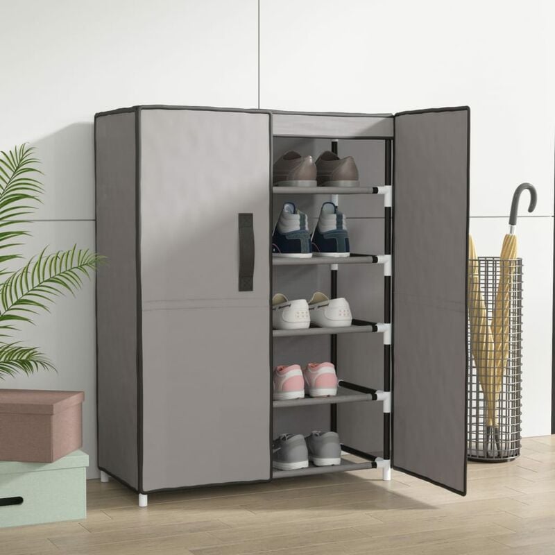 Meuble à Chaussures Armoire à chaussures Meuble d'entrée Gris 60x28x90 cm Tissu 35644
