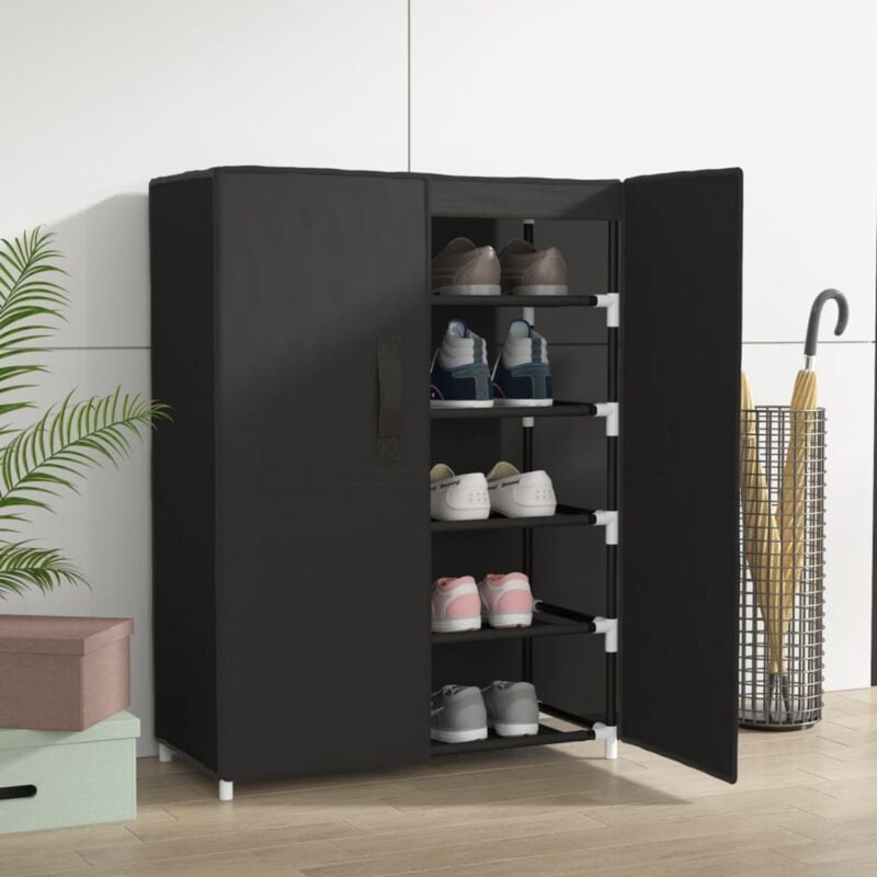 Maison Chic - Meuble à Chaussures Armoire à chaussures Meuble d'entrée Noir 60x28x90 cm Tissu 61625