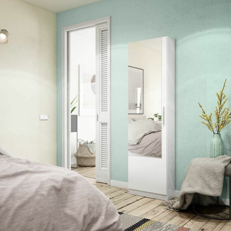 Meuble à chaussures Kristal 50 cm (largeur) x 180 cm (hauteur) x 22 cm (profondeur) - Artik blanc