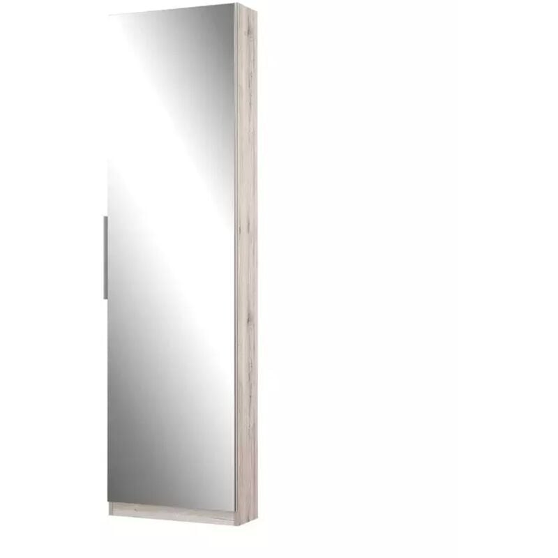 Meubletmoi - Meuble à chaussures avec miroir pour 12 paires décor chêne - dino