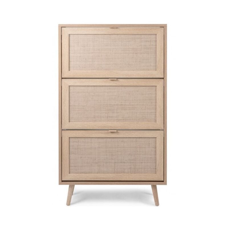 Etagère à chaussures double profondeur 125 cm chêne clair avec 3 rabats - Agrigento