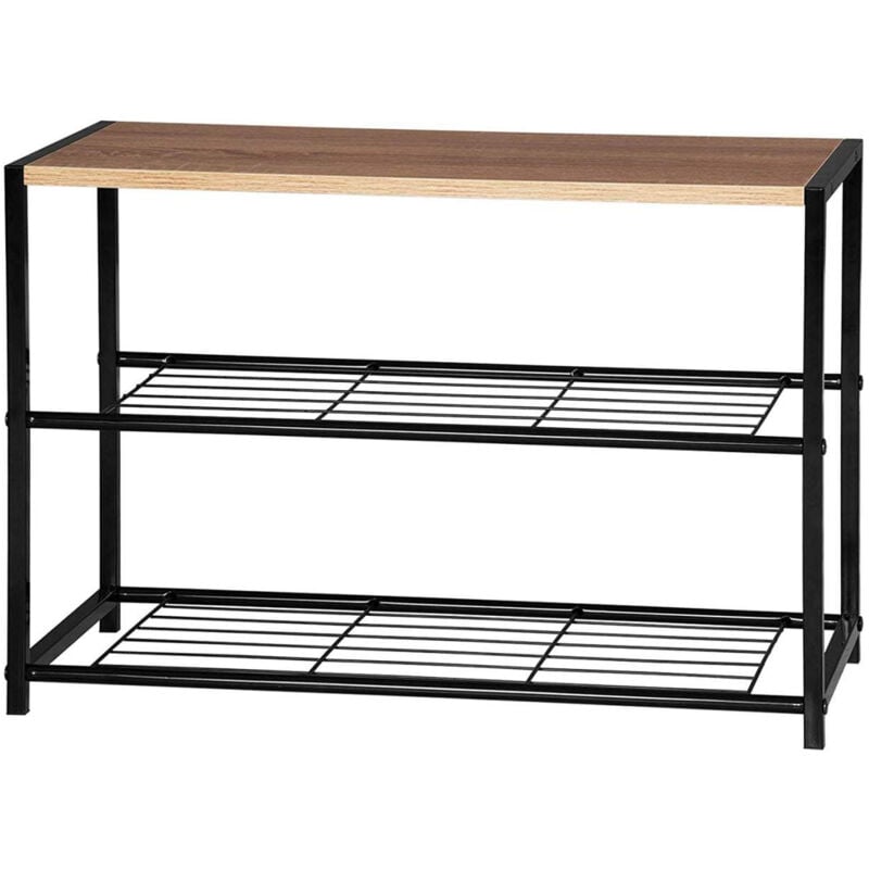 Helloshop26 - Meuble à chaussures en bois bancs à chaussures en métal pour couloir 63 cm noir
