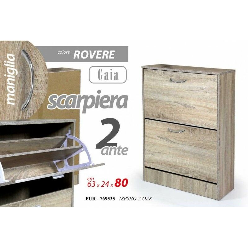 Webmarketpoint - Meuble à chaussures en orme avec deux abattants avec deux diviseurs 63 x 24 x 80 h