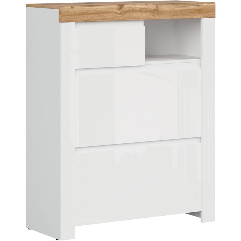 Meuble chaussures haut Hella Blanc et Bois