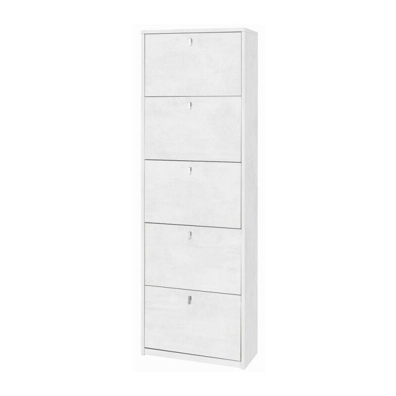 Sarmog - tagère à chaussures mince peu encombrante avec cinq portes en blanc Ossido 63x29x h190 cm