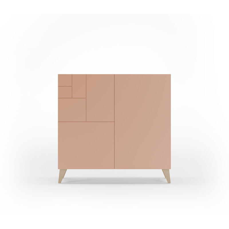 Herdasa - Meuble à chaussures, collection bergen, en mélamine chêne clair et portes roses.