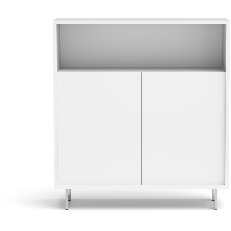 Meuble à chaussures, modèle carrie, en mélamine et pieds en métal, en couleur blanc