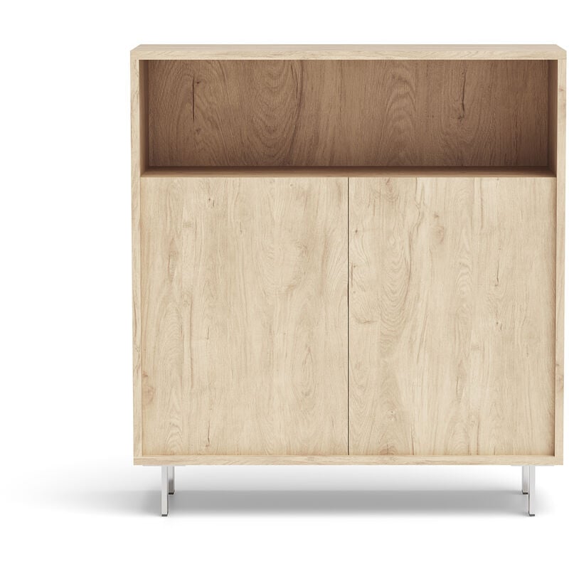 Meuble à chaussures, modèle CARRIE, en mélamine et pieds en métal, en couleur chêne clair