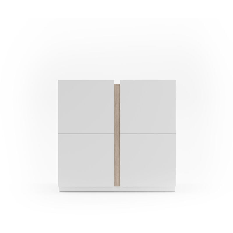 Herdasa - Meuble à chaussures, modèle odda (516blanc), avec deux portes . Blanc-Chêne Clair