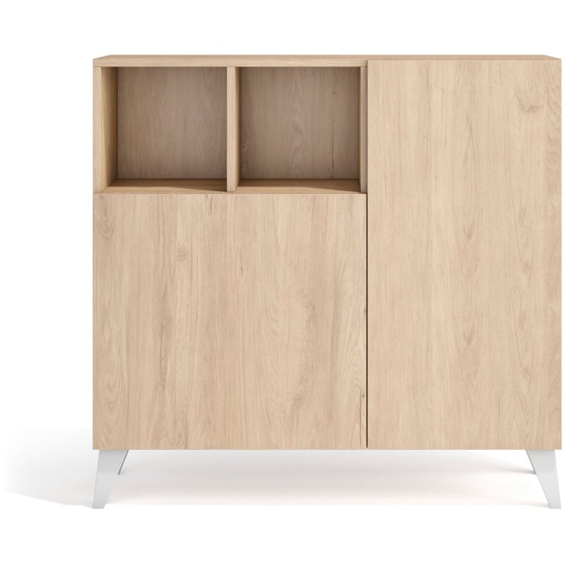 Herdasa - Meuble à chaussures modèle oslo, chêne avec pieds blancs.