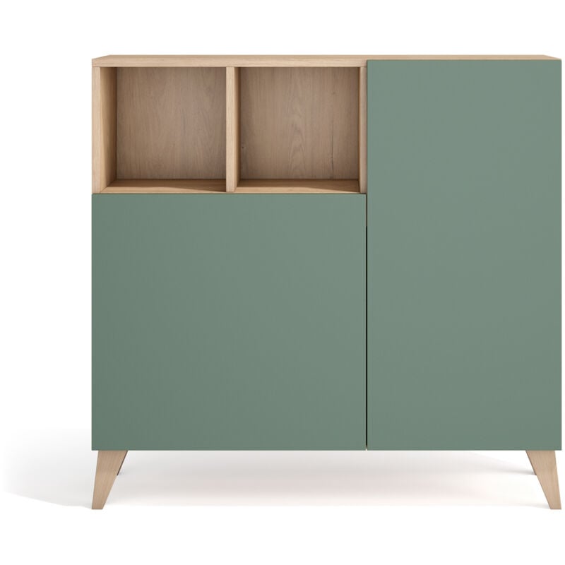 Herdasa - Meuble à chaussures modèle oslo, chêne avec portes verts.