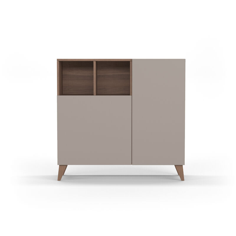 Herdasa - Meuble à chaussures modèle oslo, noyer avec portes visón.