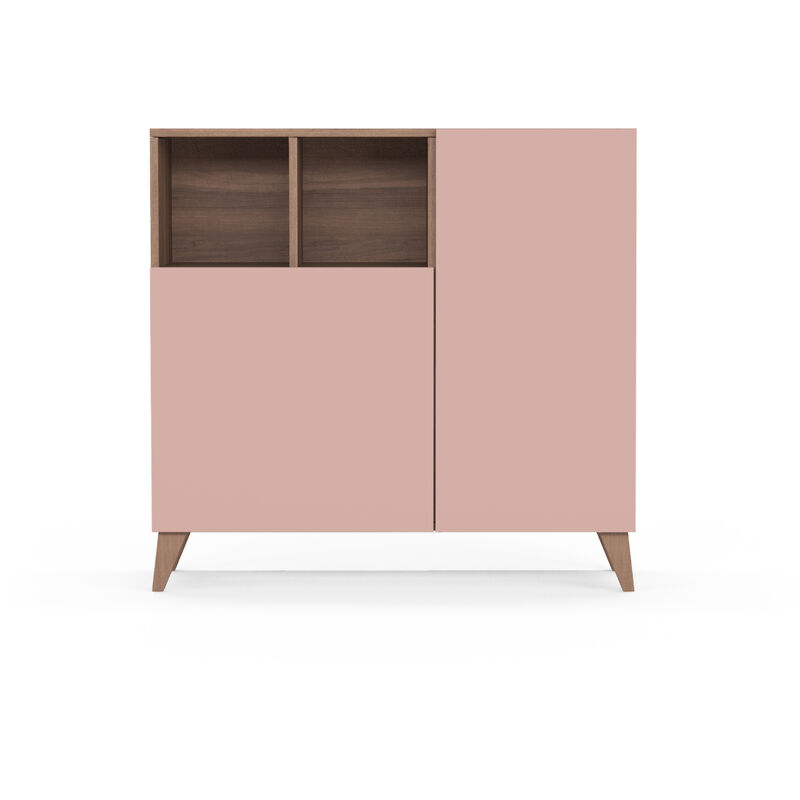 Herdasa - Meuble à chaussures modèle oslo, noyer avec portes rose.
