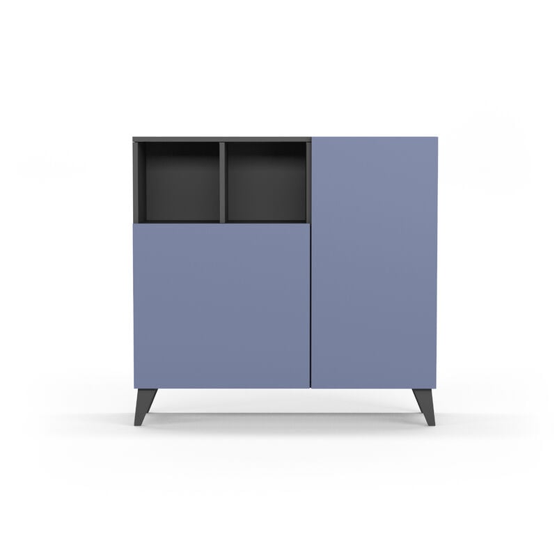 Herdasa - Meuble à chaussures modèle oslo, graphite avec portes bleu.