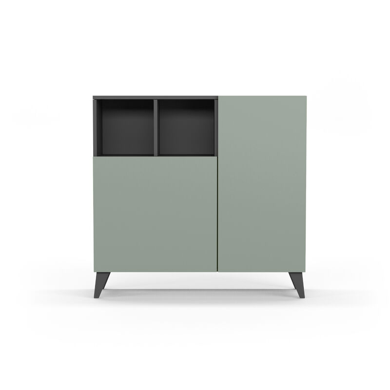 Herdasa - Meuble à chaussures modèle oslo, graphite avec portes vert.