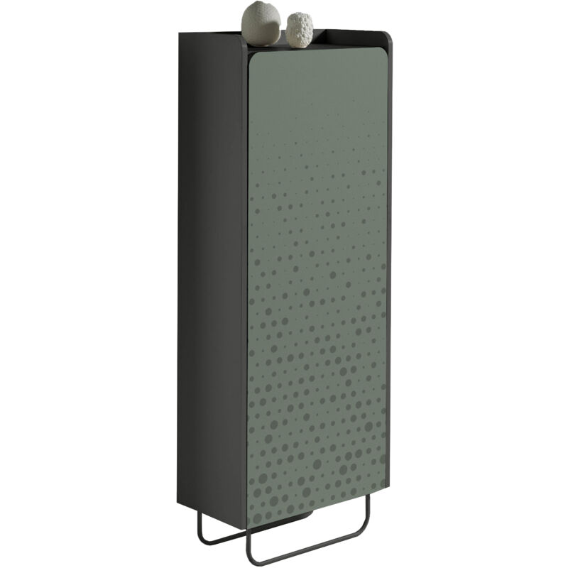 Herdasa - Meuble à chaussures, collection foss, 525 graphite vert avec sérigraphie pluie.
