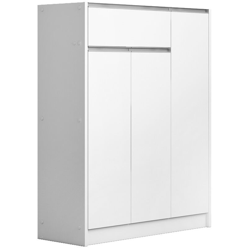 Meublorama - Meuble à chaussures parra, 3 portes et 1 tiroir coloris blanc
