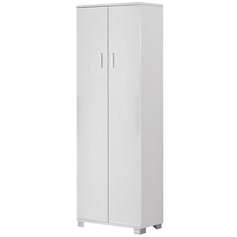 Sarmog - Meuble à chaussures polyvalent avec deux portes et cinq étagères Frêne Blanc 62x34x h178 cm