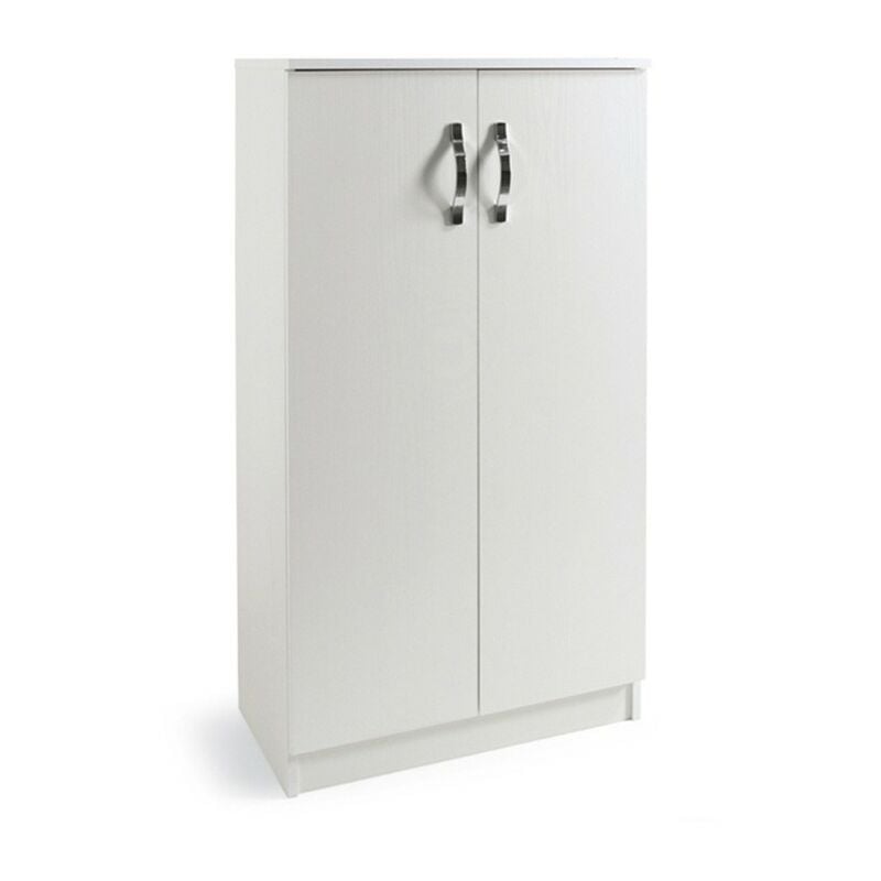Meuble à chaussures polyvalent blanc en bois mélaminé 2 portes h130x71x38