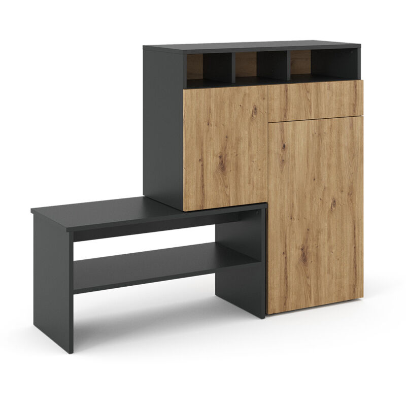 Vicco - Armoire à chaussures Selena, Gris, 124.5 x 102 cm