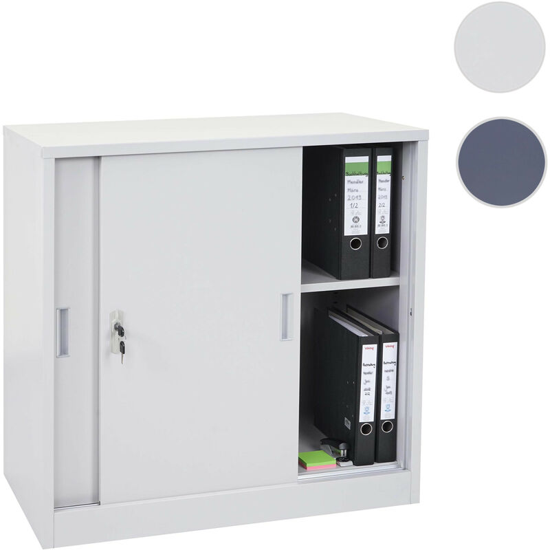 Meuble-classeur Boston HWC-F41, placard en métal avec portes coulissantes, 90x90x45cm - anthracite