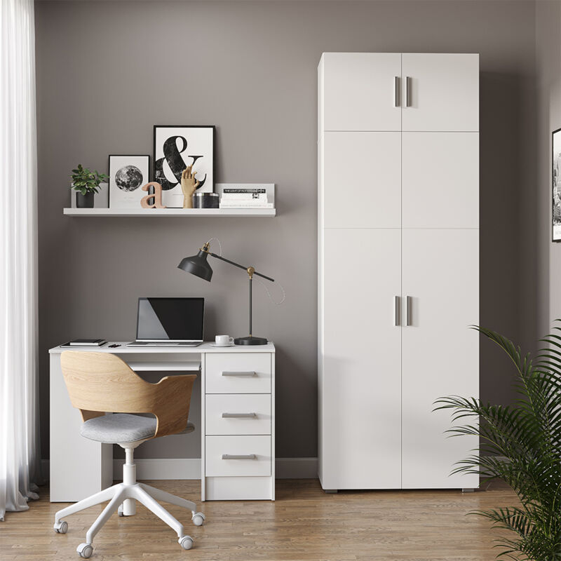 Vicco - tagère à dossiers Frank, Blanc, 80 x 182.4 cm avec rehausse d'armoire