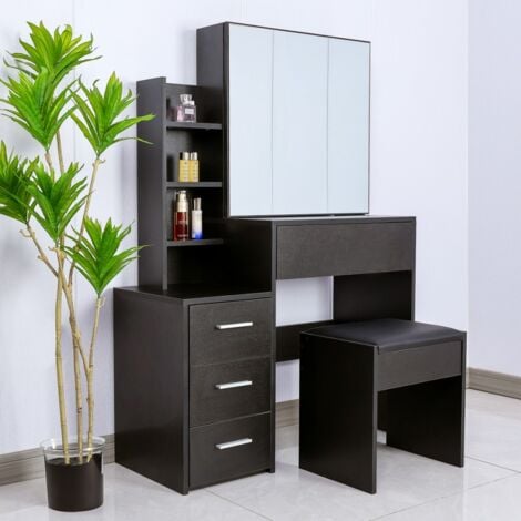 LLB LIVING LIFE BED Meuble coiffeuse maquillage miroir tiroir tabouret Marilyn Black