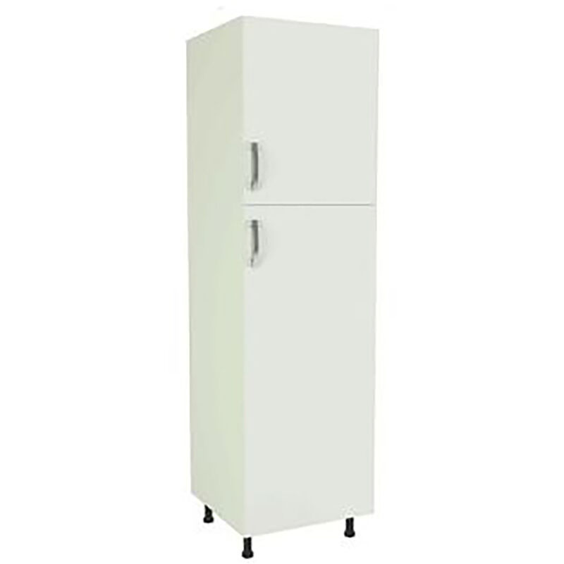 pegane - meuble colonne de cuisine 2 portes coloris blanc - hauteur 200 x longueur 60 x profondeur 58 cm