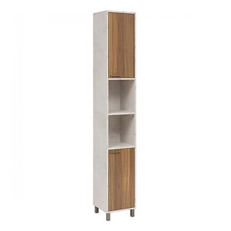 Meuble Colonne de Rangement avec étagères amovibles et 2 portes, Coloris marron/blanc - Longueur 32 x Profondeur 30 x Hauteur 194 cm