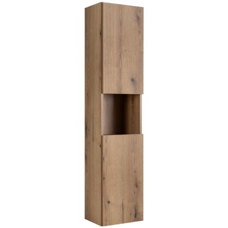 Meuble colonne de salle de bain à suspendre NOVA OAK en chêne 30 X 140 cm