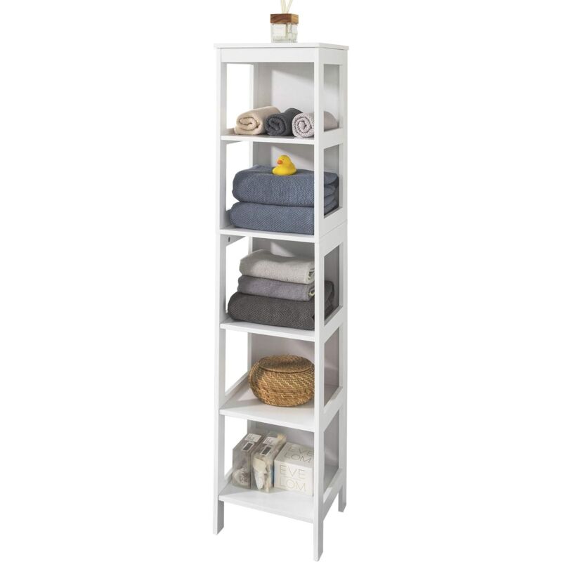 Meuble Colonne de Salle de Bain Armoire Haute étagère de Salle de Bain avec 6 étagères Sobuy BZR14-W