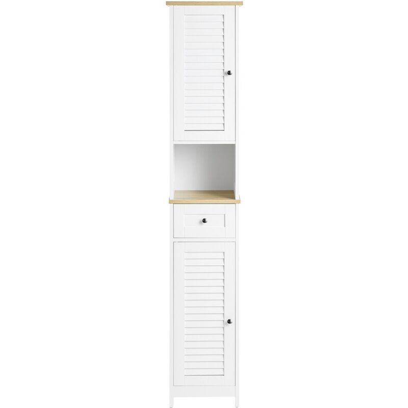 Armoire de Salle de Bain SoBuy avec 2 Portes, Tiroir et Niche 32x170x30cm Blanc FRG236-WN
