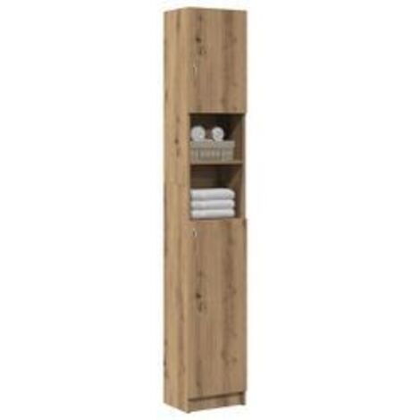 Meuble colonne de salle de bain Klasiko 32cm - Rangement élégant et fonctionnel-Marron clair