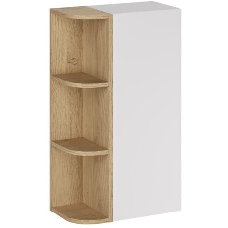 Meuble colonne de salle de bain suspendu ASTER blanc 50 x 80 cm avec extension d’angle ouverte