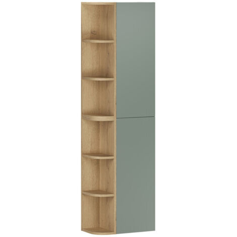 Meuble colonne de salle de bain suspendu ASTER vert 50 x 80 cm avec extension d’angle ouverte