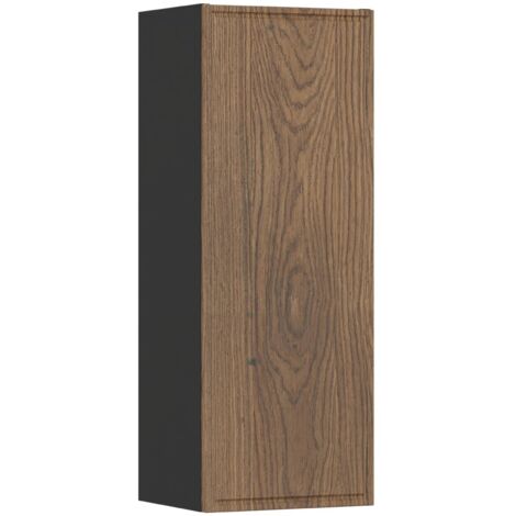 Meuble colonne de salle de bain suspendu TALIA CASELLA  noir et chêne 30 x 80 cm