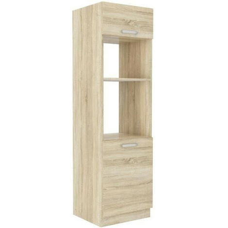 Meuble colonne four 2 portes battantes - chêne sonoma - 60 x 57 x 210 cm - LASSEN - AUCUNE