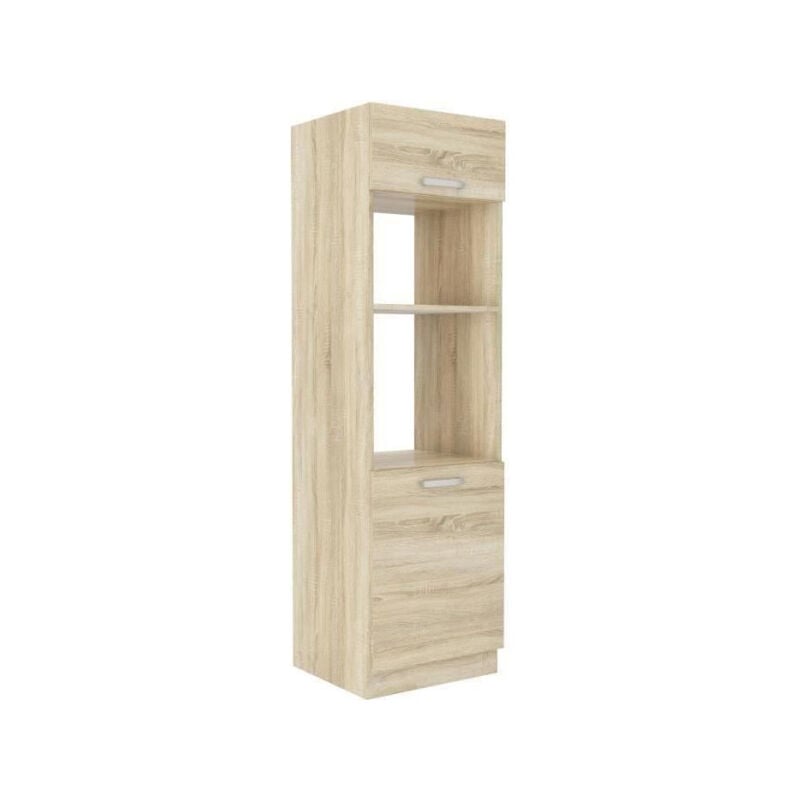 Sans Marque - Meuble colonne four 2 portes battantes - Décor chene sonoma - l 60 x p 57 x h 210 cm - lassen