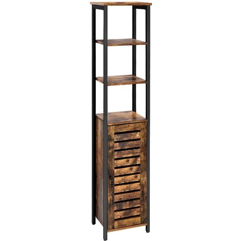 Meuble colonne meuble de rangement armoire de rangement haut pour salle de bain salon 37 x 30 x 167 cm style industriel noir et marron - Marron