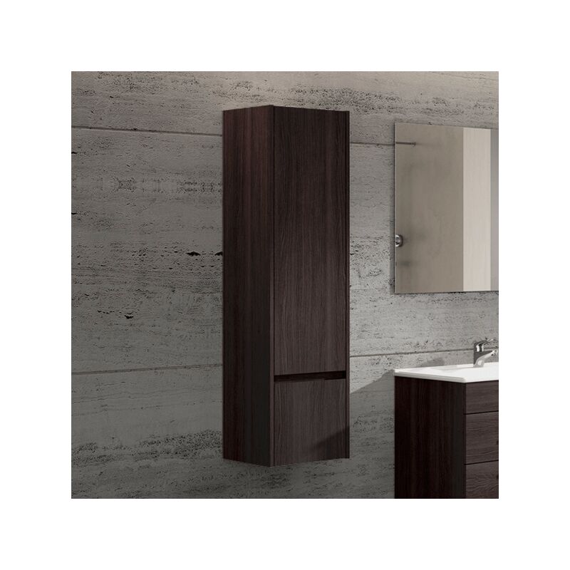 Meuble colonne pour salle de bain 35x32x130cm – 1 porte et un tiroir chêne sinatra